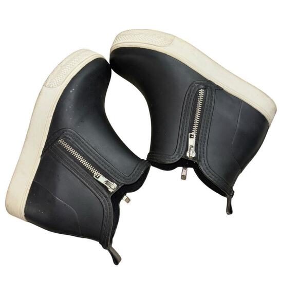 Steve Madden Black Wedge Rubber Pull On Snow Booties Women's 7 Casual Zipper - Picture 11 of 13